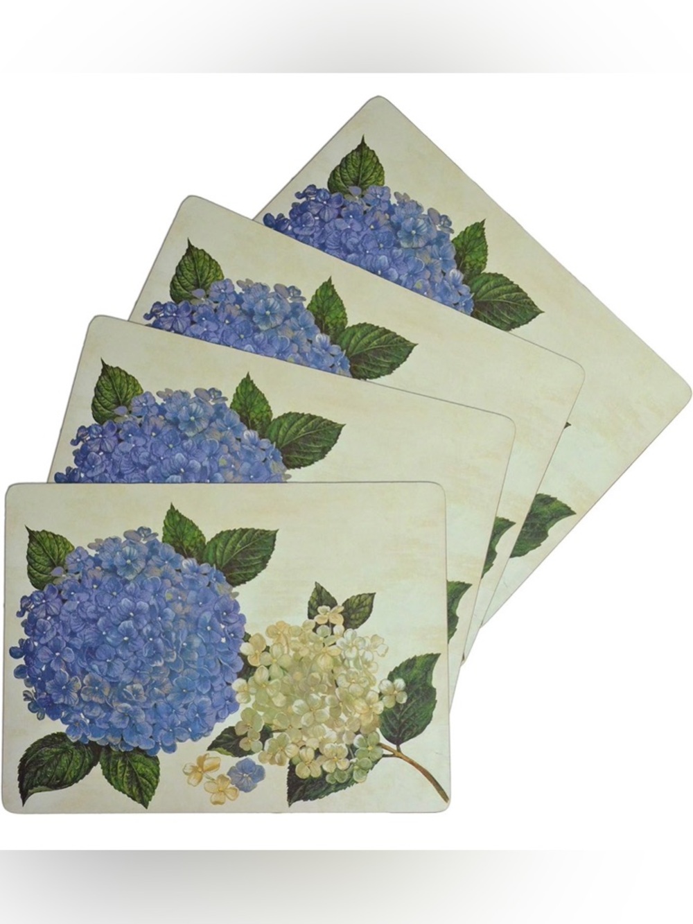 Hydrangea Placemat Set - Blue & Cream Floral